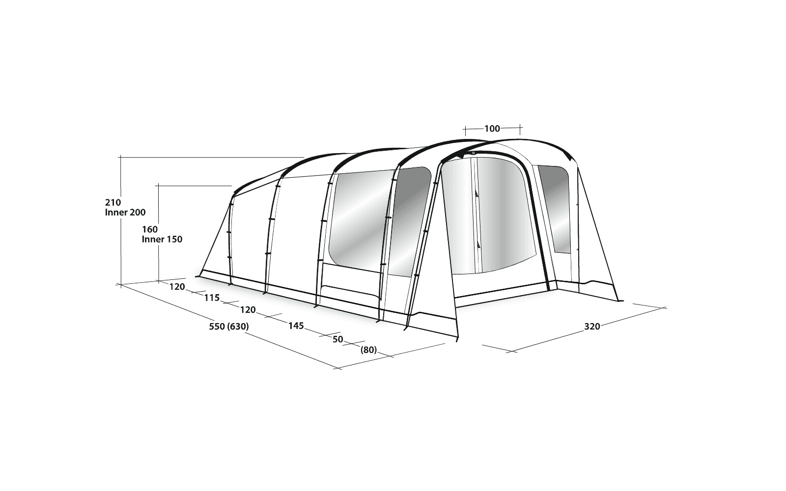 Outwell tunnel tent Greenwood size