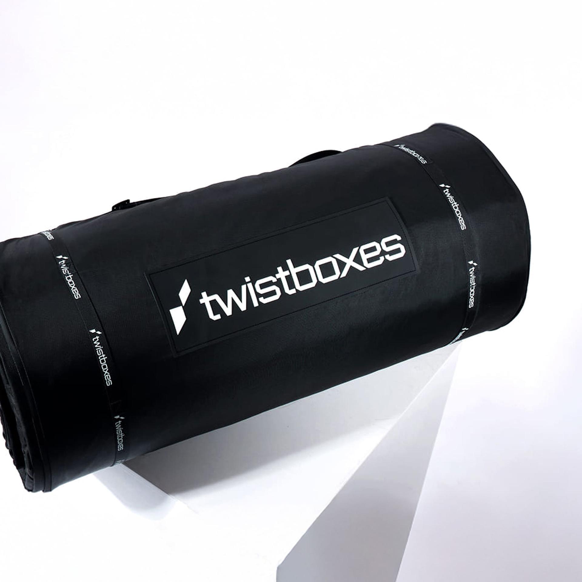 Twistboxes rolled up for storage